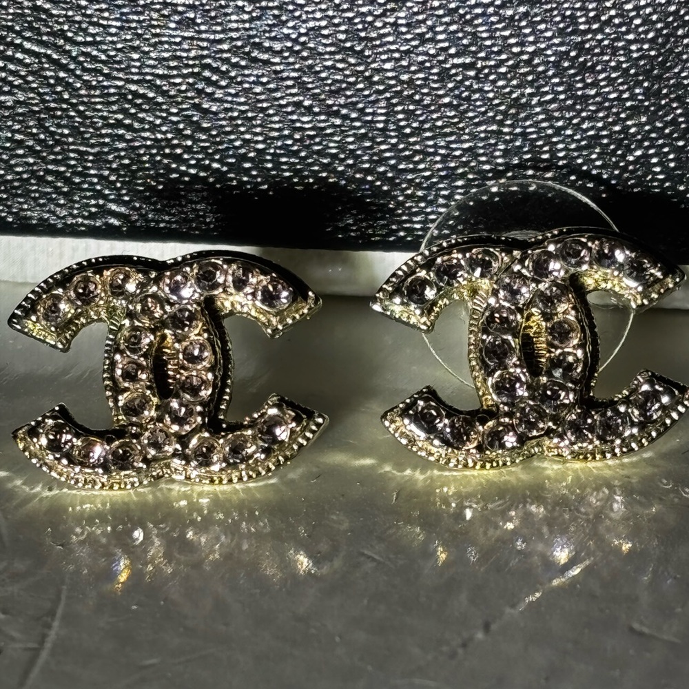 Gold-Tone Crystal Double C Stud Earrings